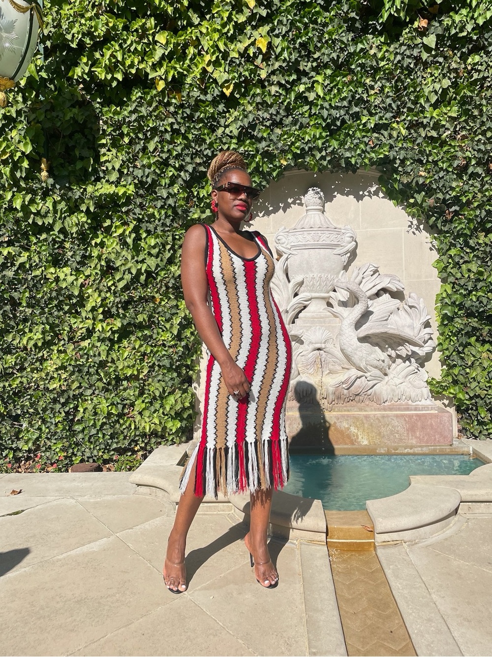 Say What? Multicolor Crochet Fringe Midi Dress Size M